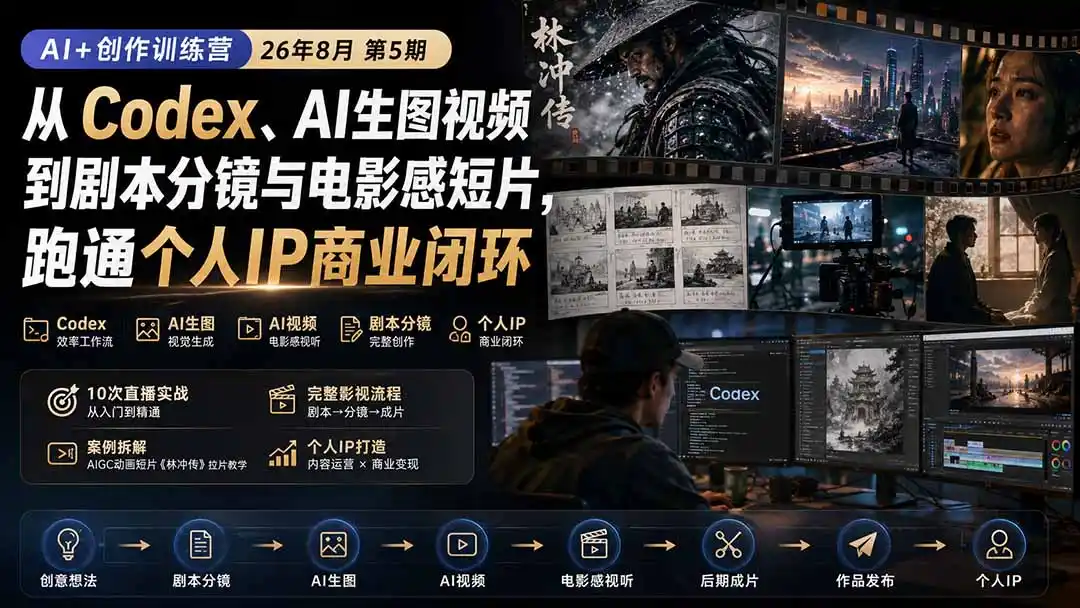 《AI创作训练营：零基础到IP变现，全套实战链路一网打尽》-猴哥资源站