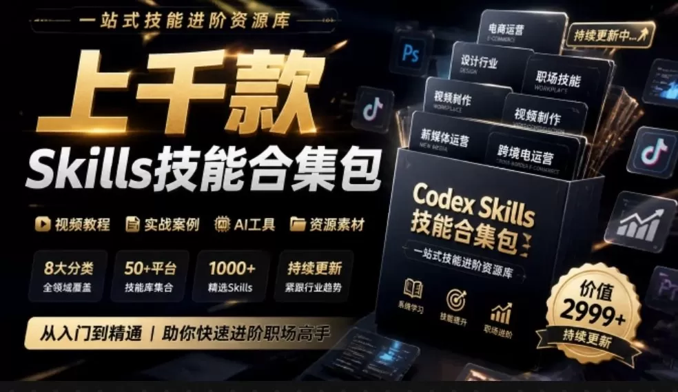 《上千款AI Skills一次打包，给AI配齐技能商店的实操攻略》-猴哥资源站