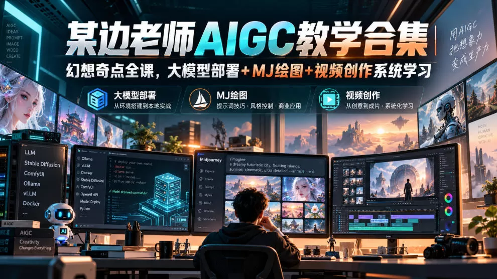 《AIGC全栈实战：大模型部署+MJ绘图+视频创作，零基础也能上手》-猴哥资源站