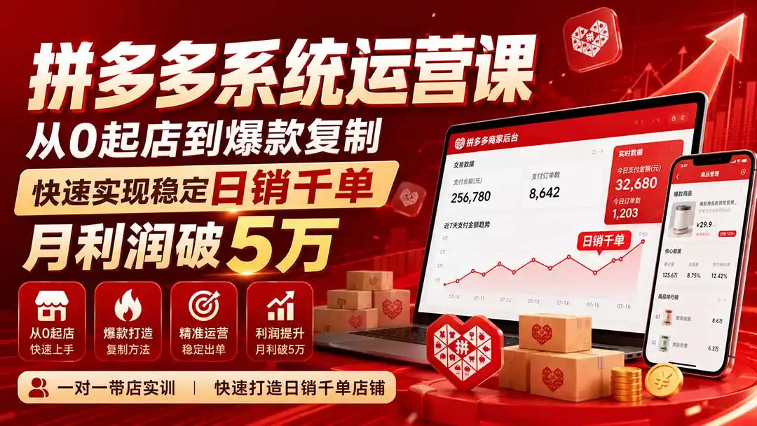 《拼多多日销千单实战体系：从0到爆单的全套运营攻略》-猴哥资源站