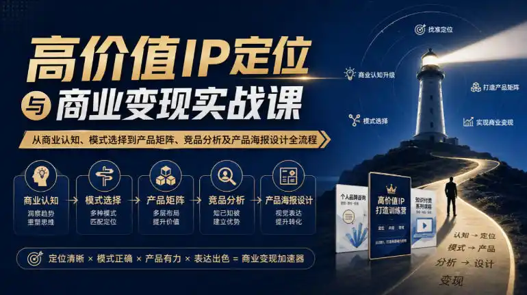 《高价值IP定位与商业变现全链路实战，从定位到成交一套打通》-猴哥资源站