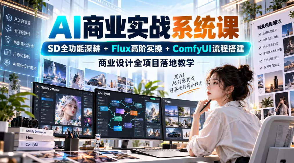 《AI设计商用实战：SD+Flux+Comfyui全流程接单变现》-猴哥资源站