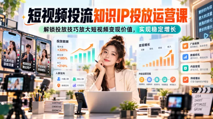 《200W粉博主亲授：短视频投流全攻略，撬动流量稳定变现》-猴哥资源站
