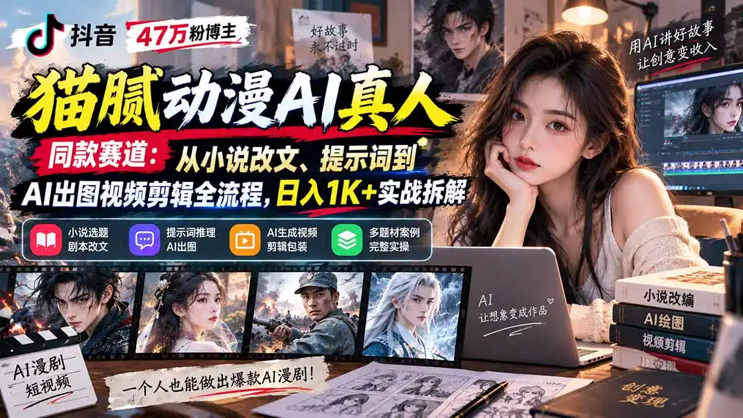 《AI漫剧全流程实操：从剧本到出片，零基础也能批量做短视频》-猴哥资源站