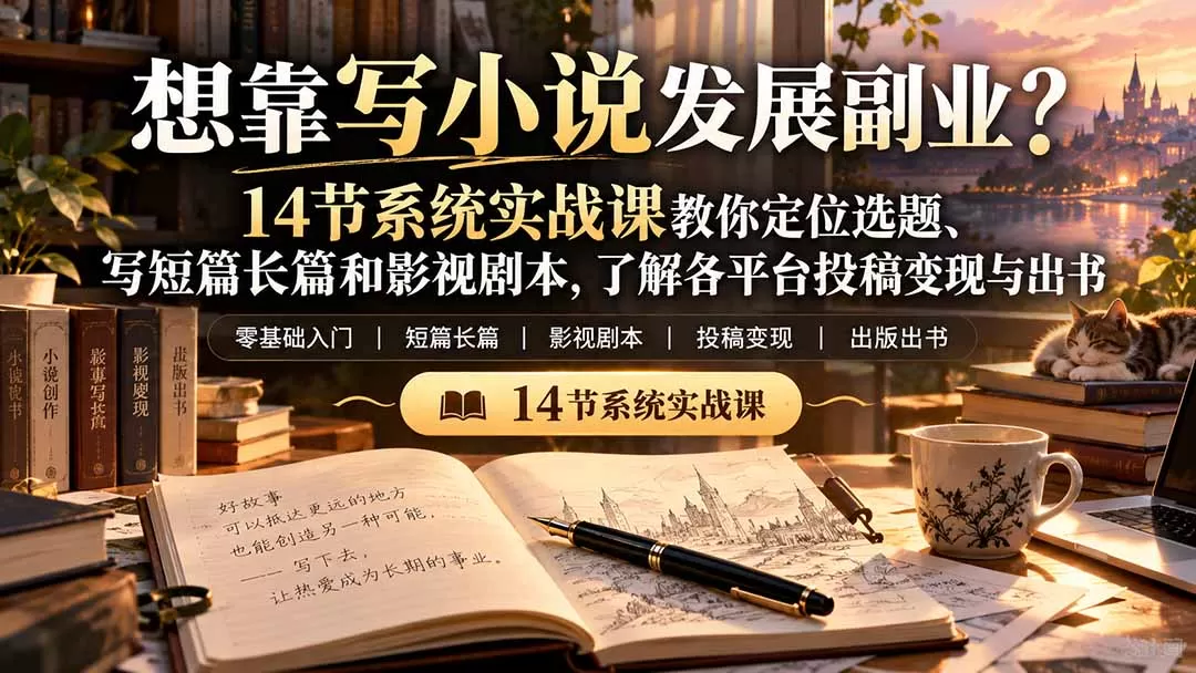 《零基础小说写作实战体系，从灵感构思到投稿变现全链路拆解》-猴哥资源站