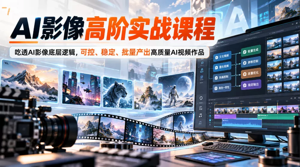 《AI影像高阶实战：从提示词到Sora，批量产出稳定成片》-猴哥资源站