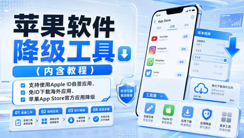 《苹果降级工具全攻略：免ID自签应用+官方应用降级，轻松玩转iOS生态》-猴哥资源站