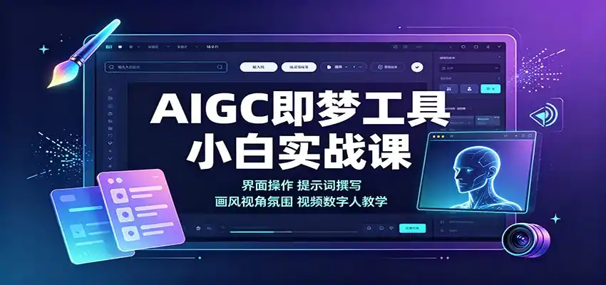 AIGC即梦工具小白实战课：界面操作，提示词撰写，画风视角氛围视频数字人教学-猴哥资源站