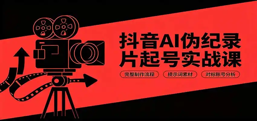 《抖音AI伪纪录片起号全攻略，零基础也能批量产出爆款账号》-猴哥资源站
