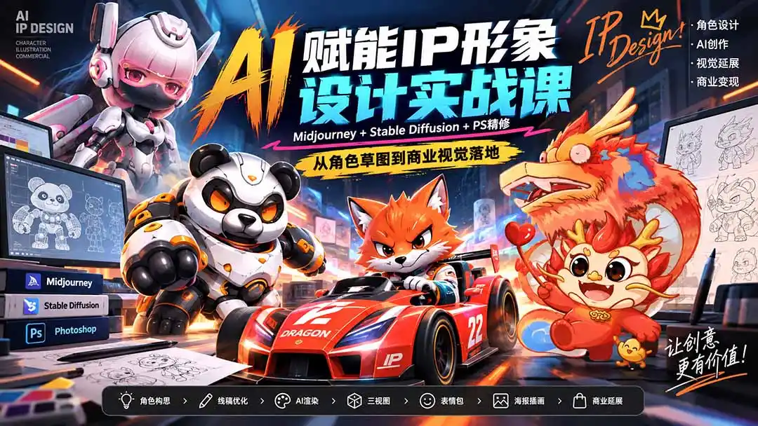 《零基础IP形象设计全栈实操,AI辅助从策划到商业落地》-猴哥资源站