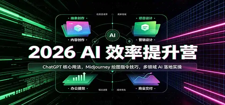 《2026AI生产力实战营：ChatGPT+Midjourney全场景落地》-猴哥资源站