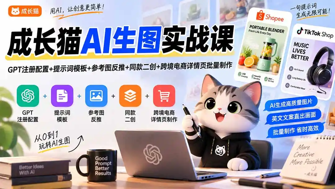 《AI生图+跨境电商详情页，零基础批量出图攻略》-猴哥资源站