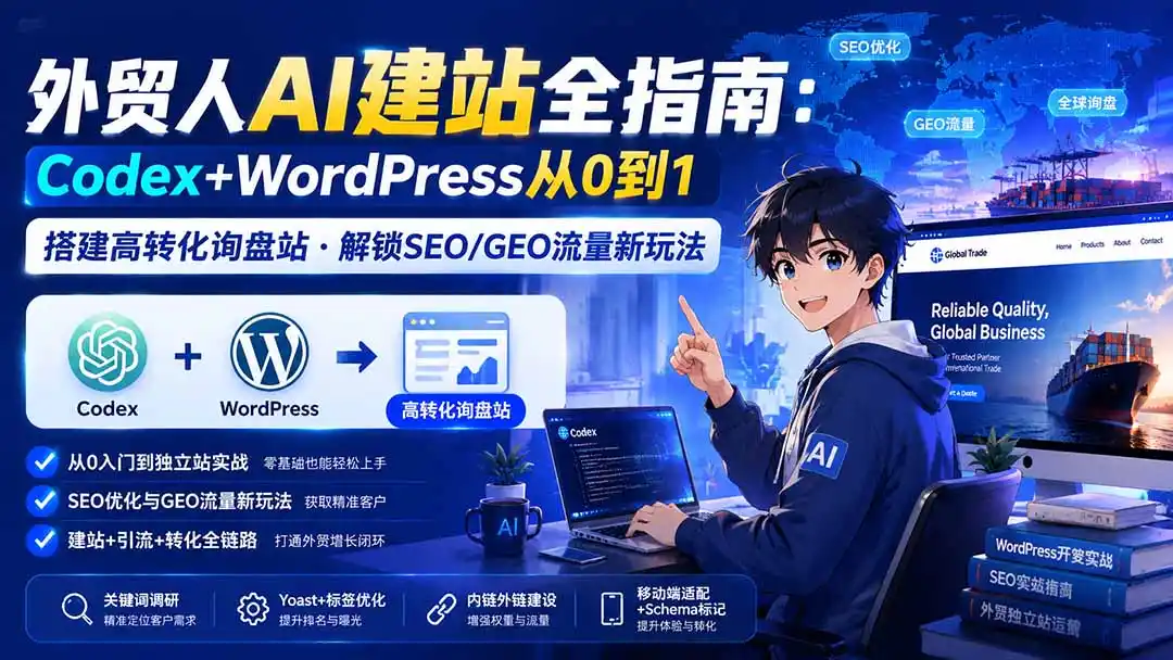 外贸人AI建站全指南：Codex+WordPress从0到1·搭建高转化询盘站·解锁SEO/GEO流量新玩法-更新8月-猴哥资源站