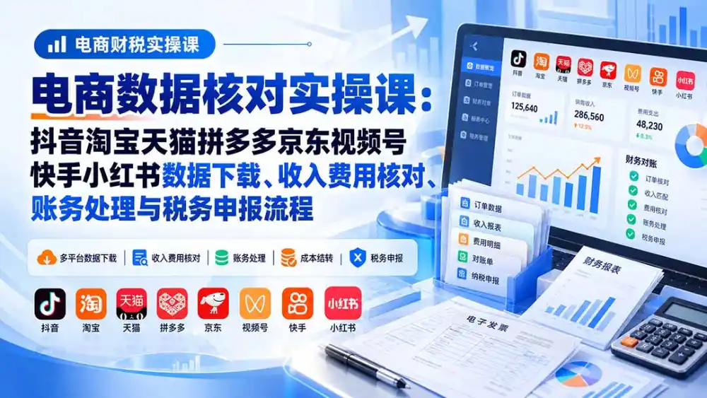 《电商财税实操：多平台数据核对与税务申报全流程》-猴哥资源站