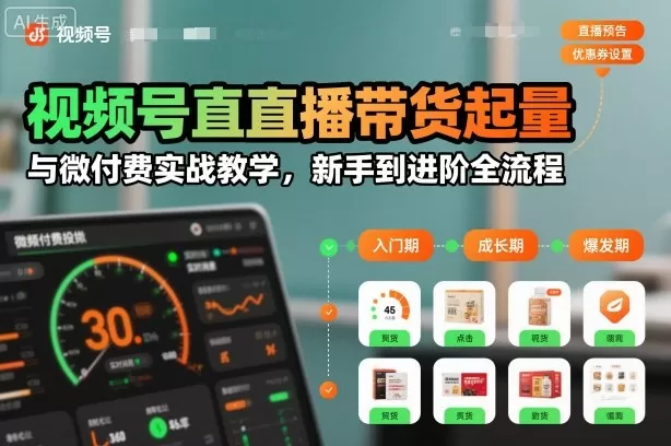 《视频号直播带货微付费实战，新手到进阶全流程拆解》-猴哥资源站