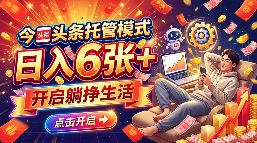 《头条视频托管分成：零基础日更5分钟，爆款一条几千块》-猴哥资源站