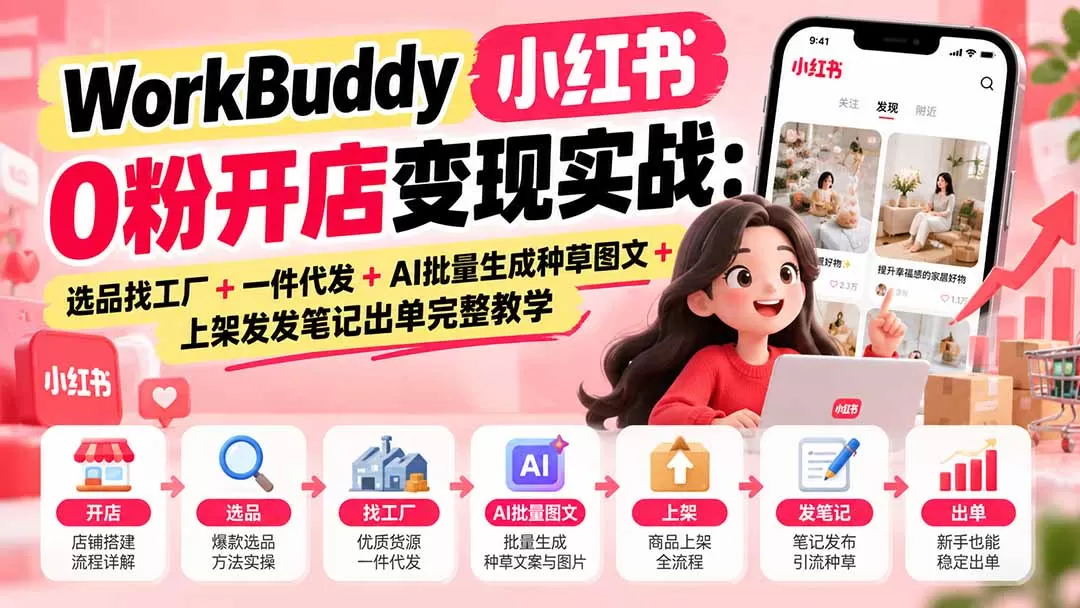 《小红书0粉开店+AI批量图文，跑通出单闭环实战攻略》-猴哥资源站