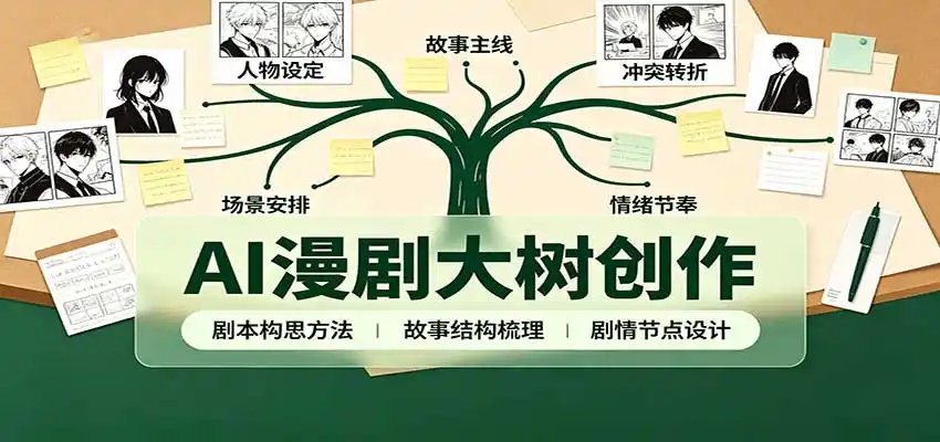 《AI漫剧红脸蛋全流程实战：剧本+生图+工具包，新手也能批量出片》-猴哥资源站