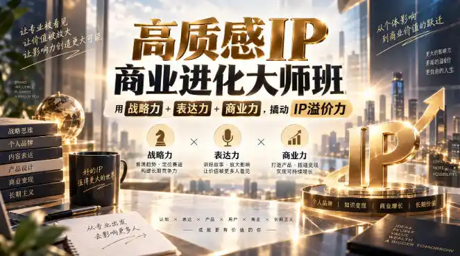 《高质感IP商业进化大师班：战略+表达+商业三力合一，撬动个人品牌高溢价》-猴哥资源站
