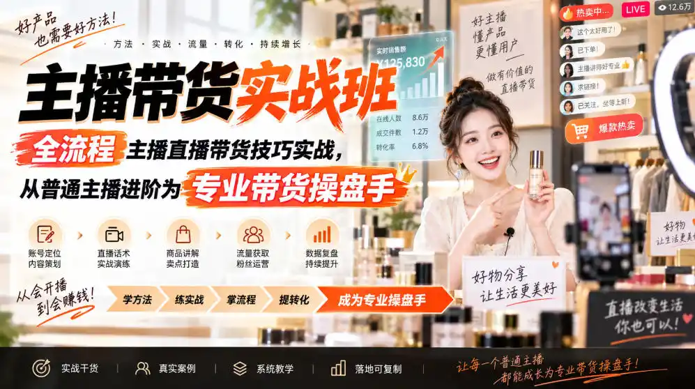 《从冷场到爆单，主播带货实战班全流程话术控场攻略》-猴哥资源站