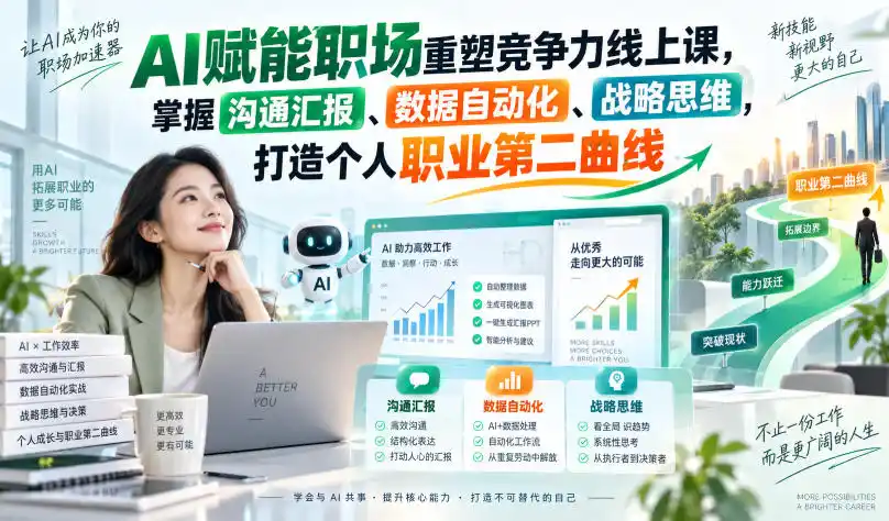《AI职场4天实战体系，从沟通汇报到自动化副业全打通》-猴哥资源站