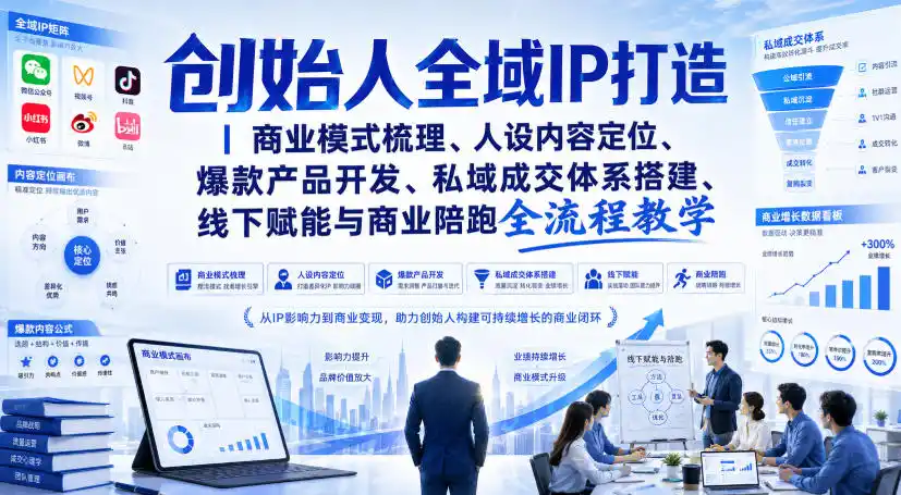 《创始人全域IP打造实战体系，商业模式+爆款产品+私域成交全链路落地陪跑》-猴哥资源站